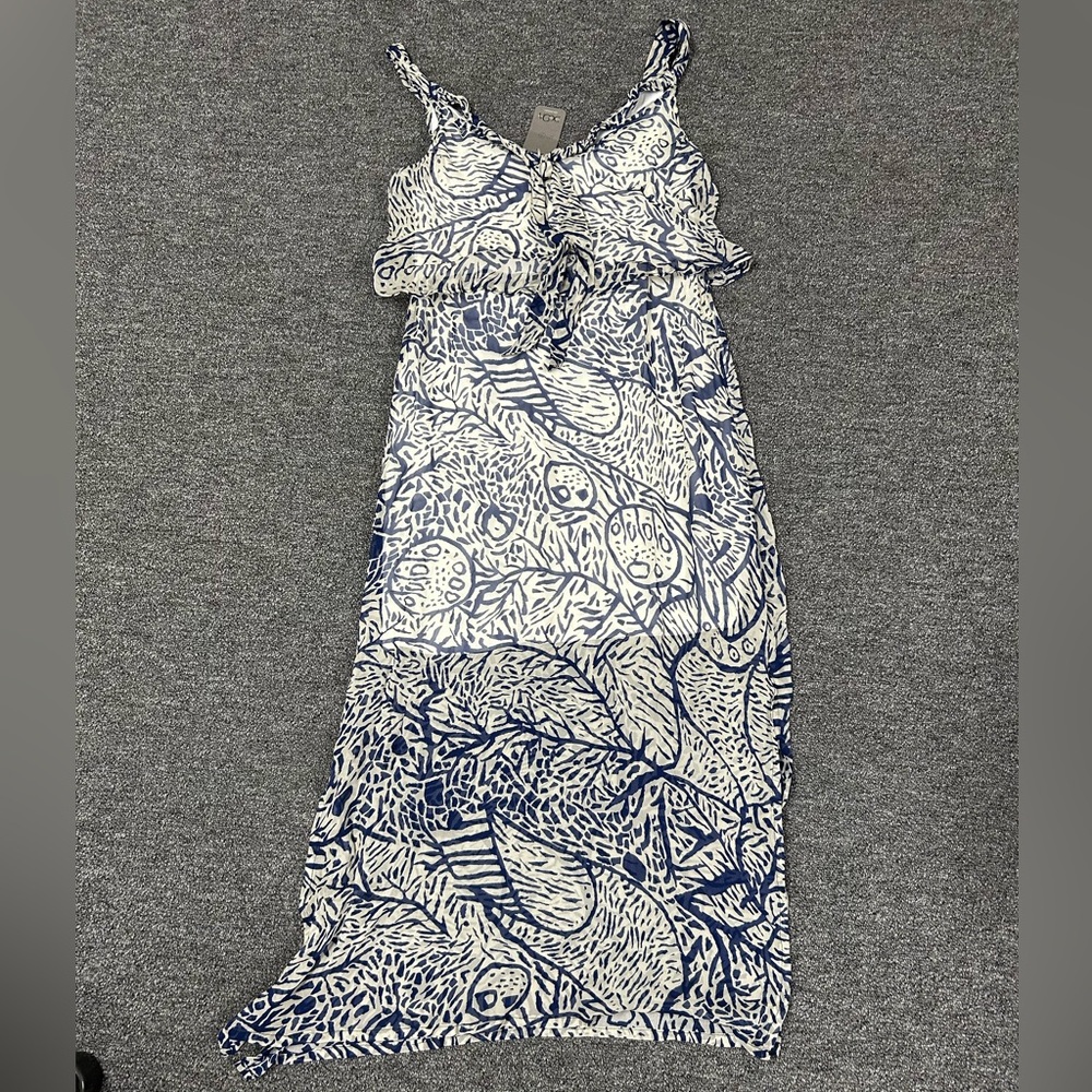Navy and White Abstract Maxi Dress